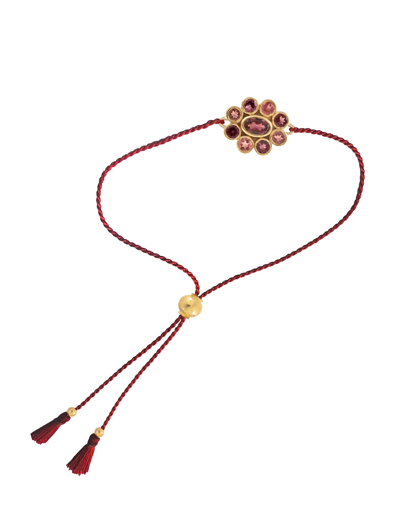 Dorothee Sausset Red Cord Bracelet - '9 Planets Rhodolite'