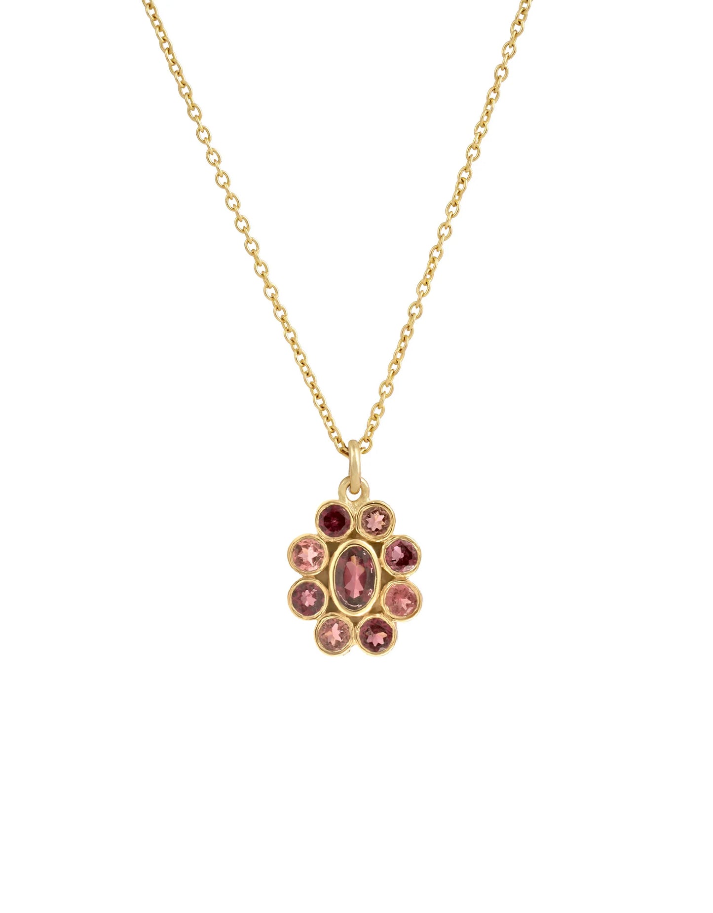 Dorothee Sausset Fine Gold Necklace - '9 Planets Rhodolite'