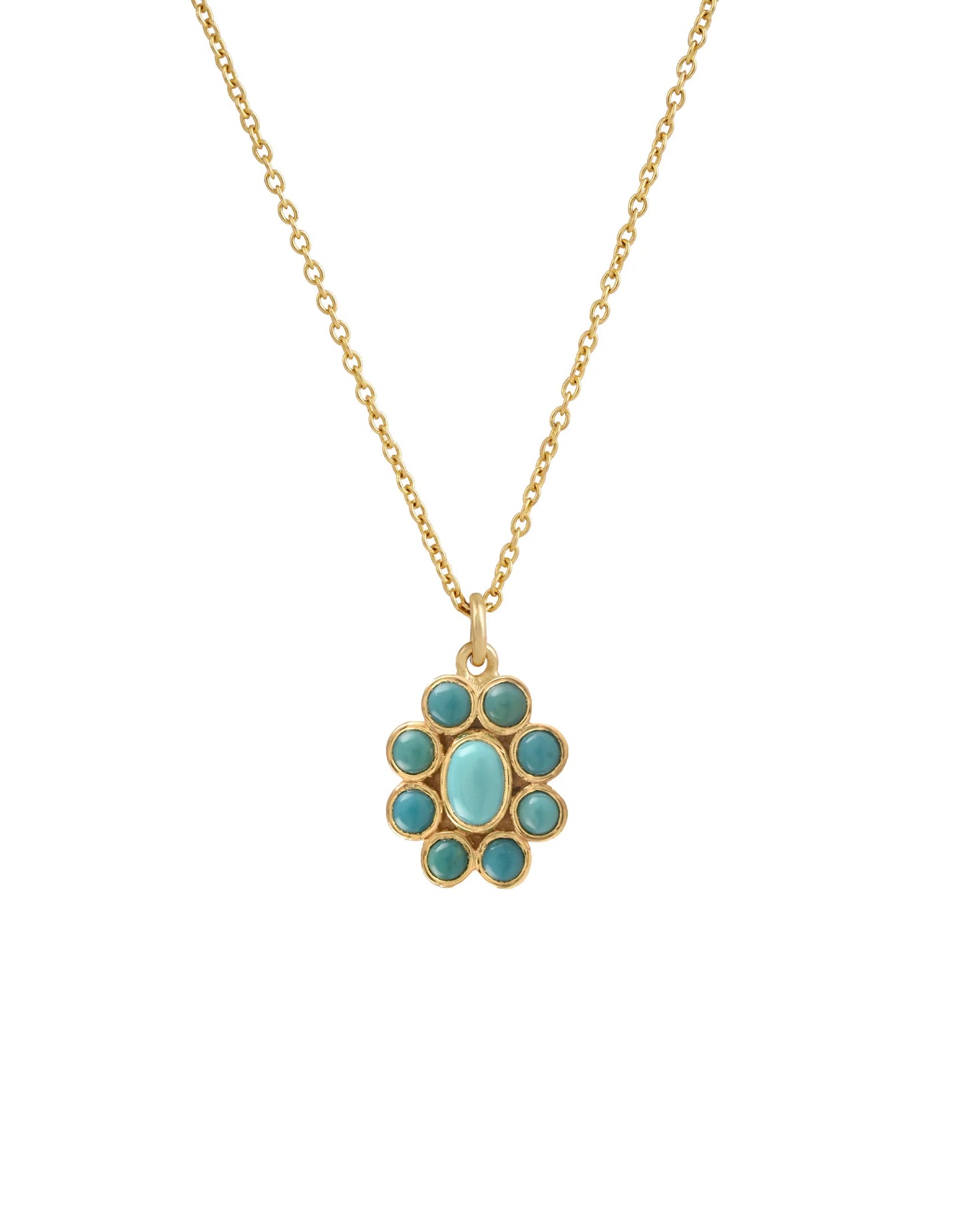 Dorothee Sausset Fine Gold Necklace - '9 Planets Turquoise'