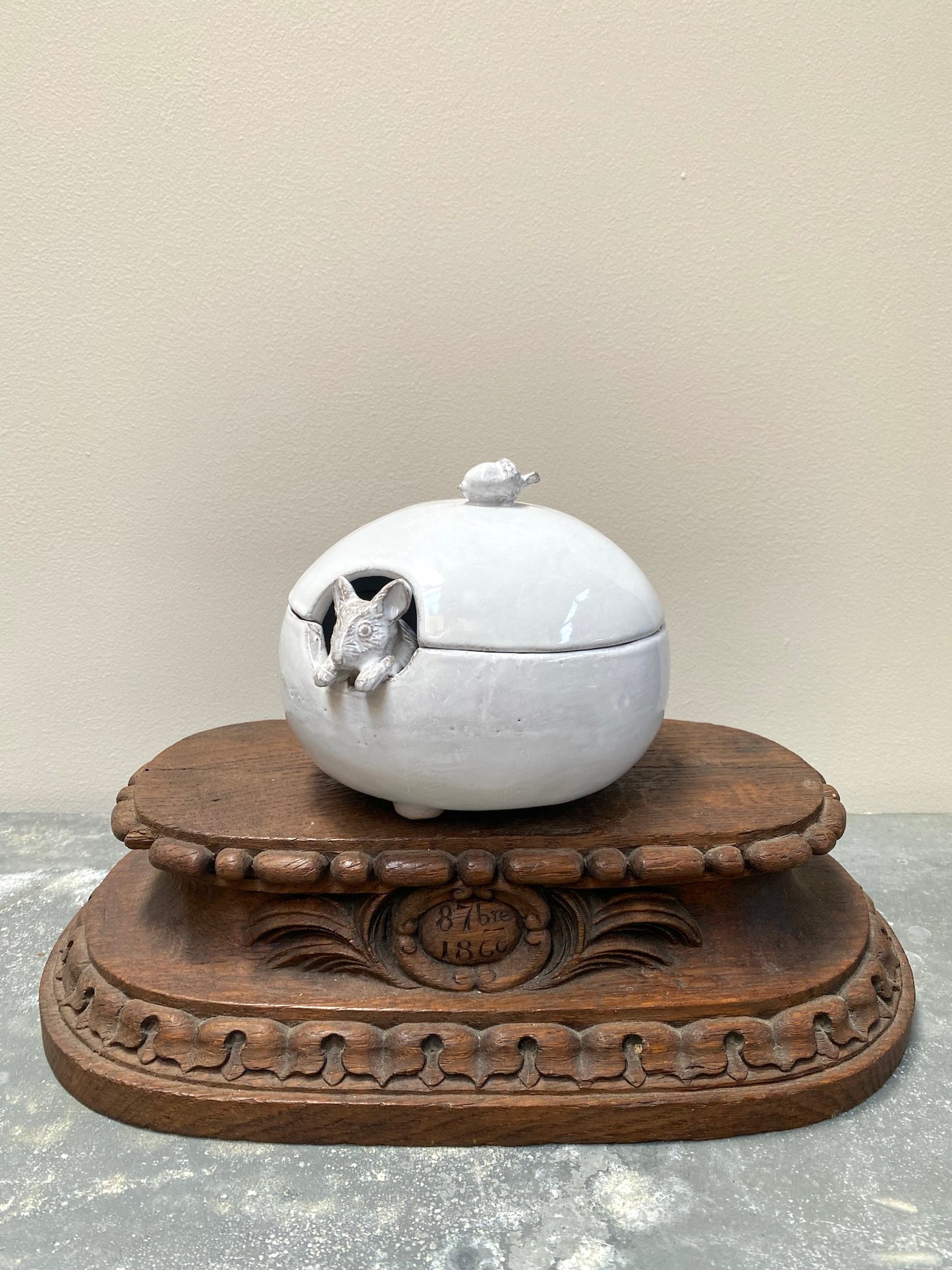 Astier de Villatte Serena Mouse Sugar Bowl