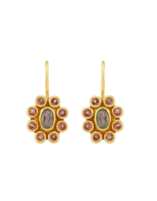 Fine French Gold Earrings - '9 Planets' Labradorite