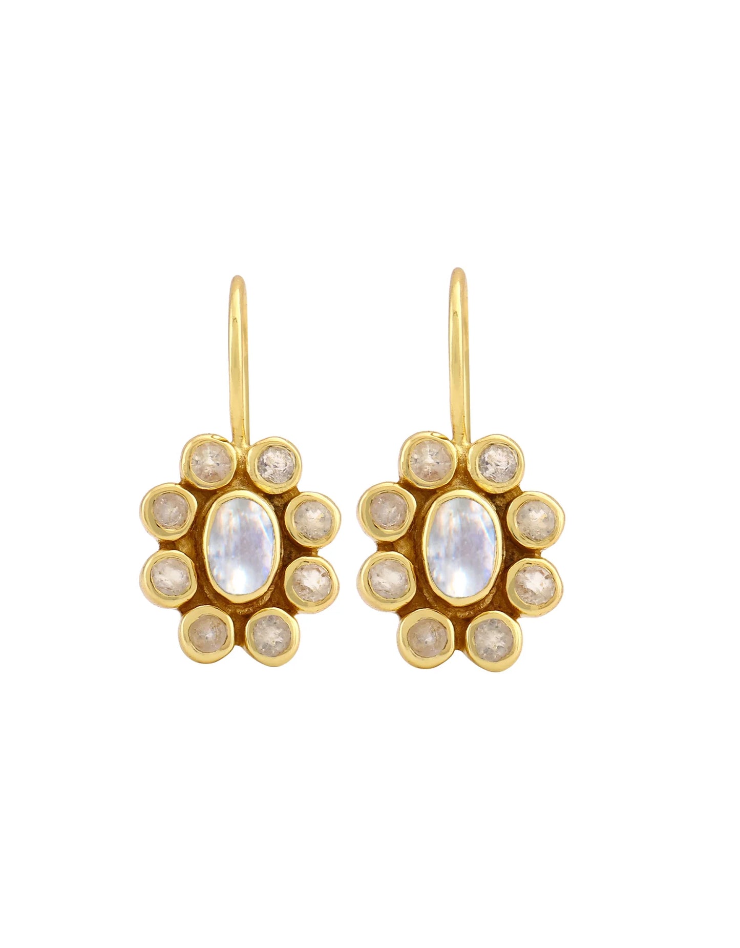 Dorothee Sausset Gold Earrings - '9 Planets Moonstone'