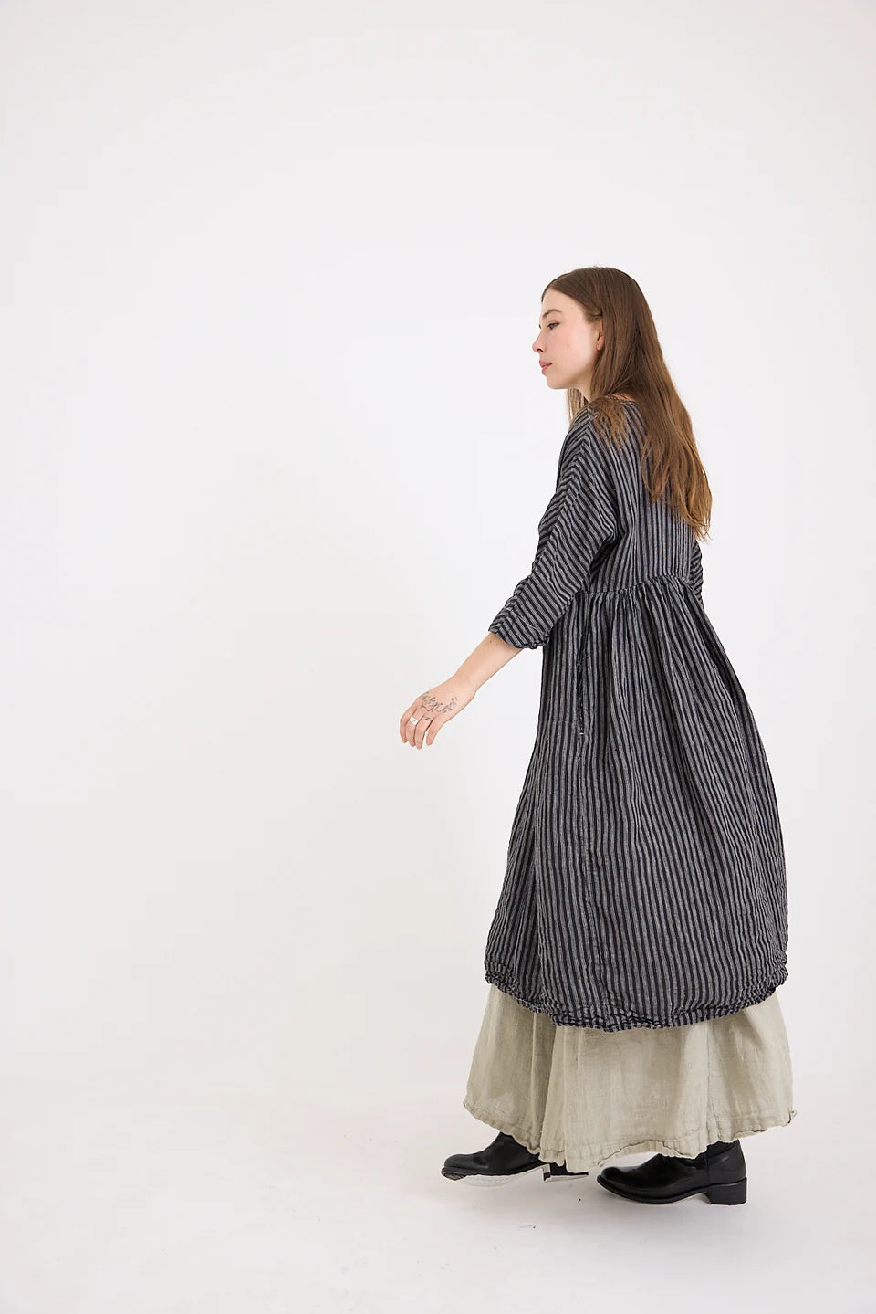 Metta Boating Dress - Black & White Ticking