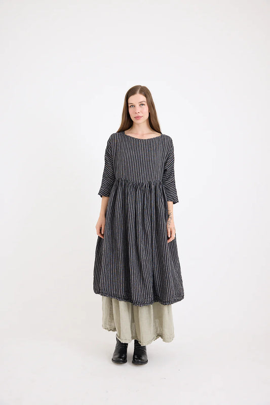 Metta Boating Dress - Black & White Ticking