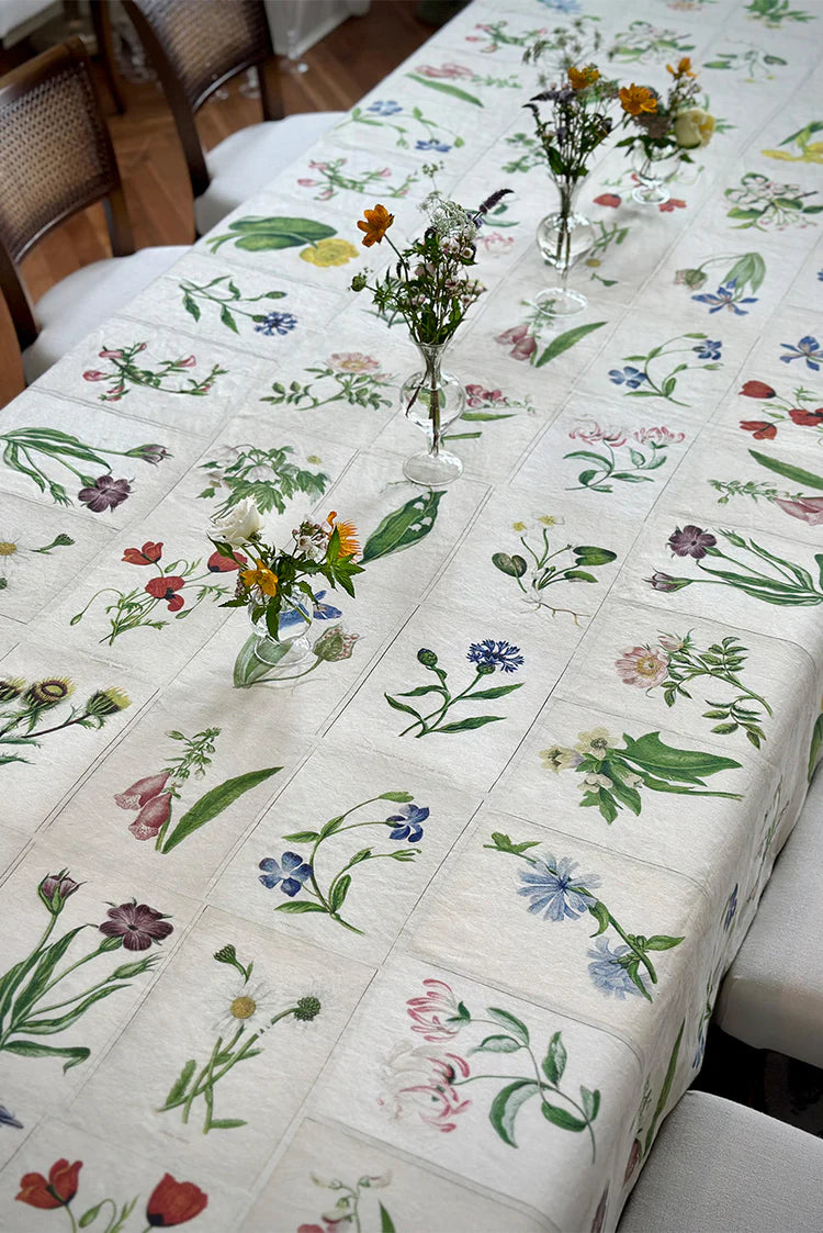Summerill & Bishop x John Derian 'Botanical Tiles' Linen Tablecloth
