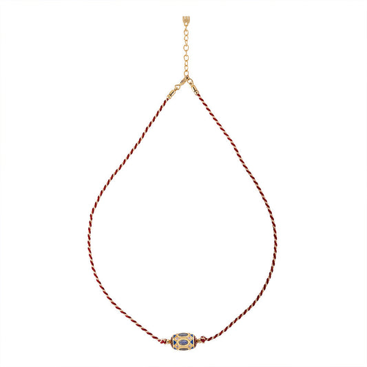 Fine French Red And White Thread Short Necklace - 'Cayo Junita'