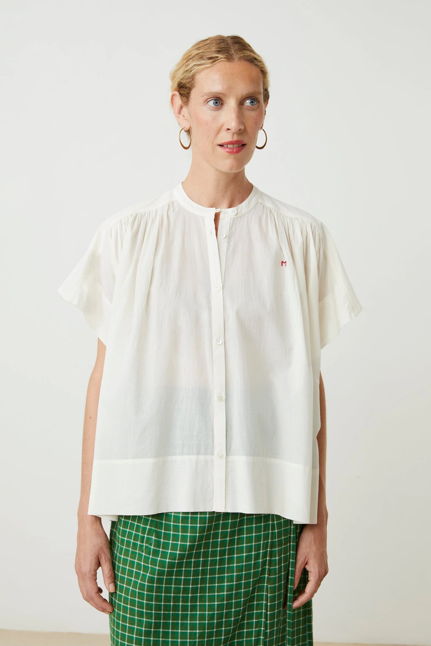 French Cotton Blouse 'Max' In Letter LAST ONE