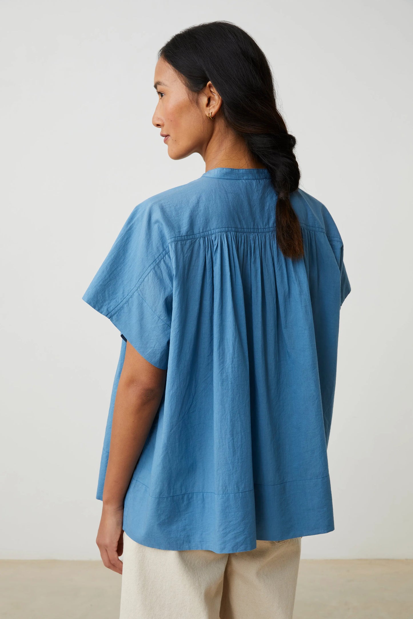 French Cotton Blouse 'Max' In Indigo LAST ONE