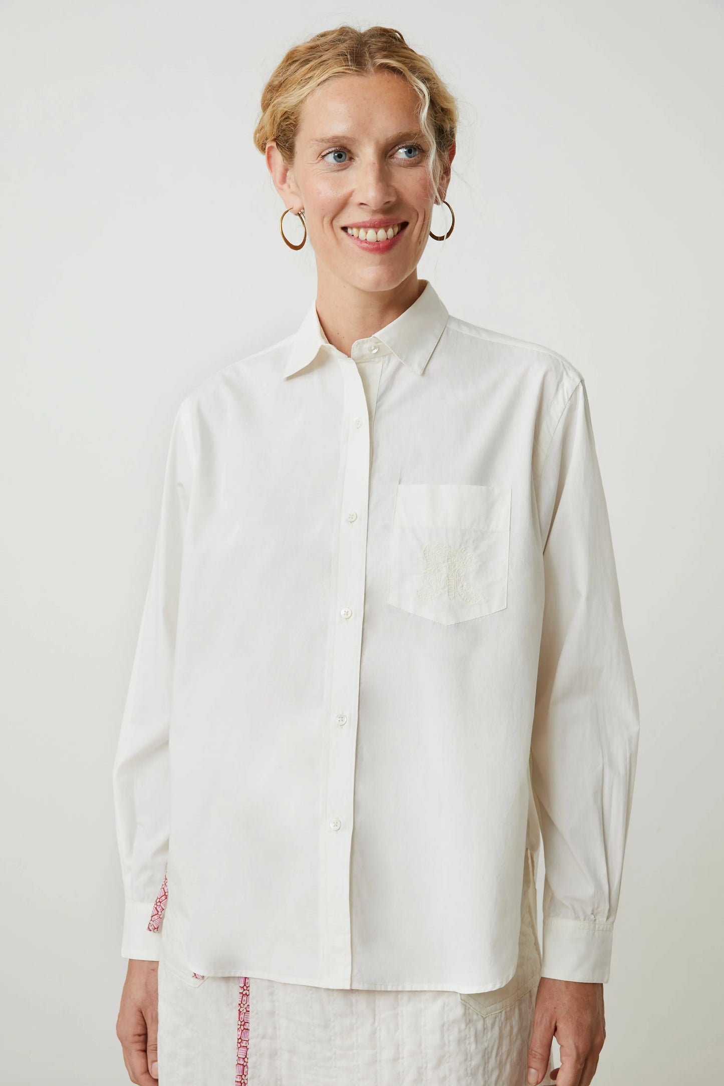 French Cotton Shirt 'Michelle' In Letter LAST ONE Medium