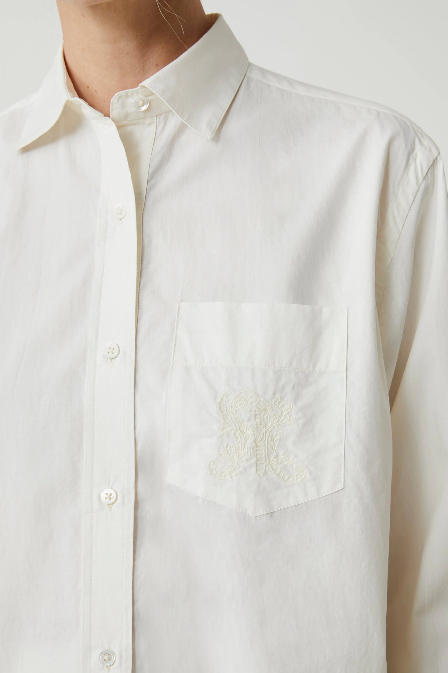 French Cotton Shirt 'Michelle' In Letter LAST ONE Medium
