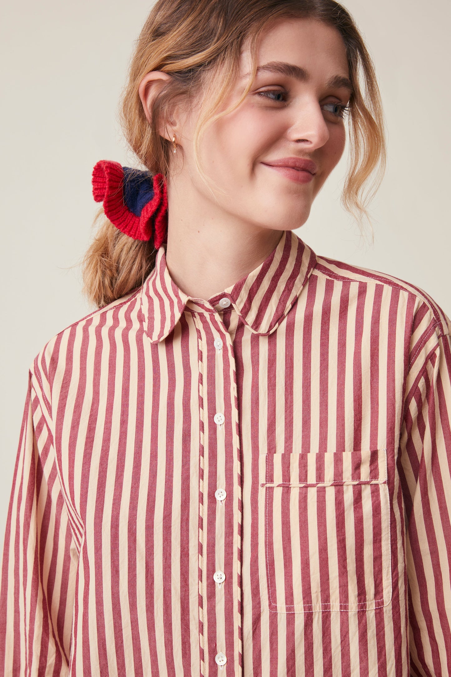 Moismont French Cotton Shirt 'Henriette' In Gypsy Red Stripe