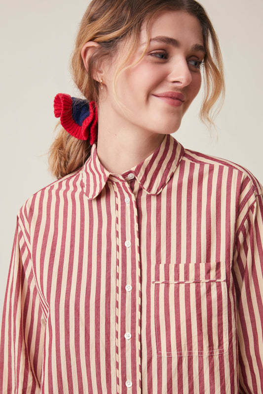 Moismont French Cotton Shirt 'Henriette' In Gypsy Red Stripe