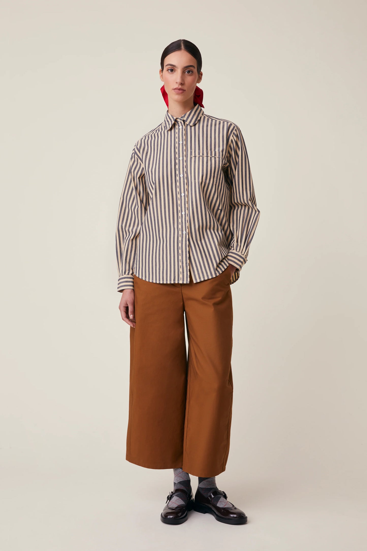 Moismont French Cotton Shirt 'Henriette' In Gypsy Blue Stripe
