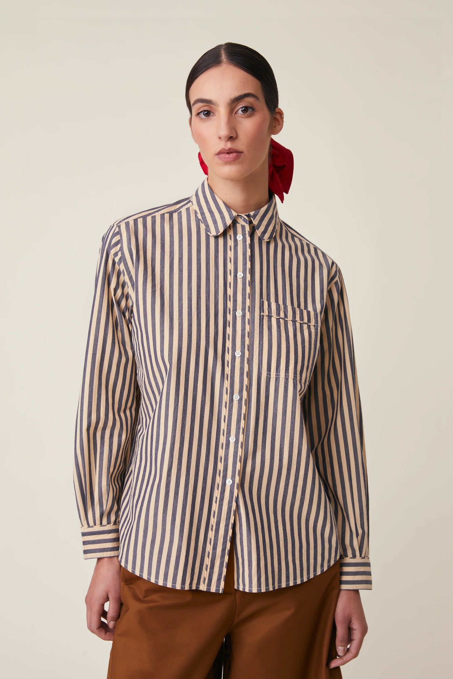 Moismont French Cotton Shirt 'Henriette' In Gypsy Blue Stripe