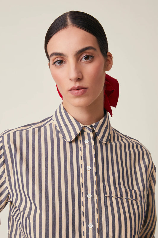 Moismont French Cotton Shirt 'Henriette' In Gypsy Blue Stripe