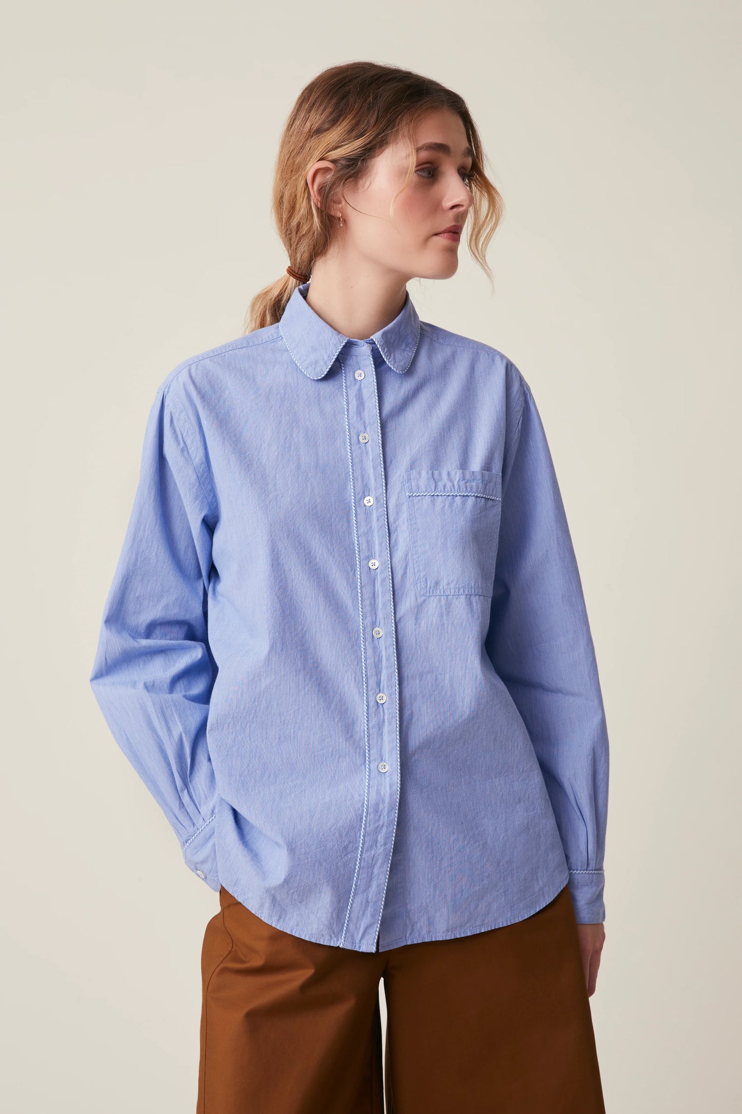 Moismont French Cotton Shirt 'Henriette' In Chambray Blue