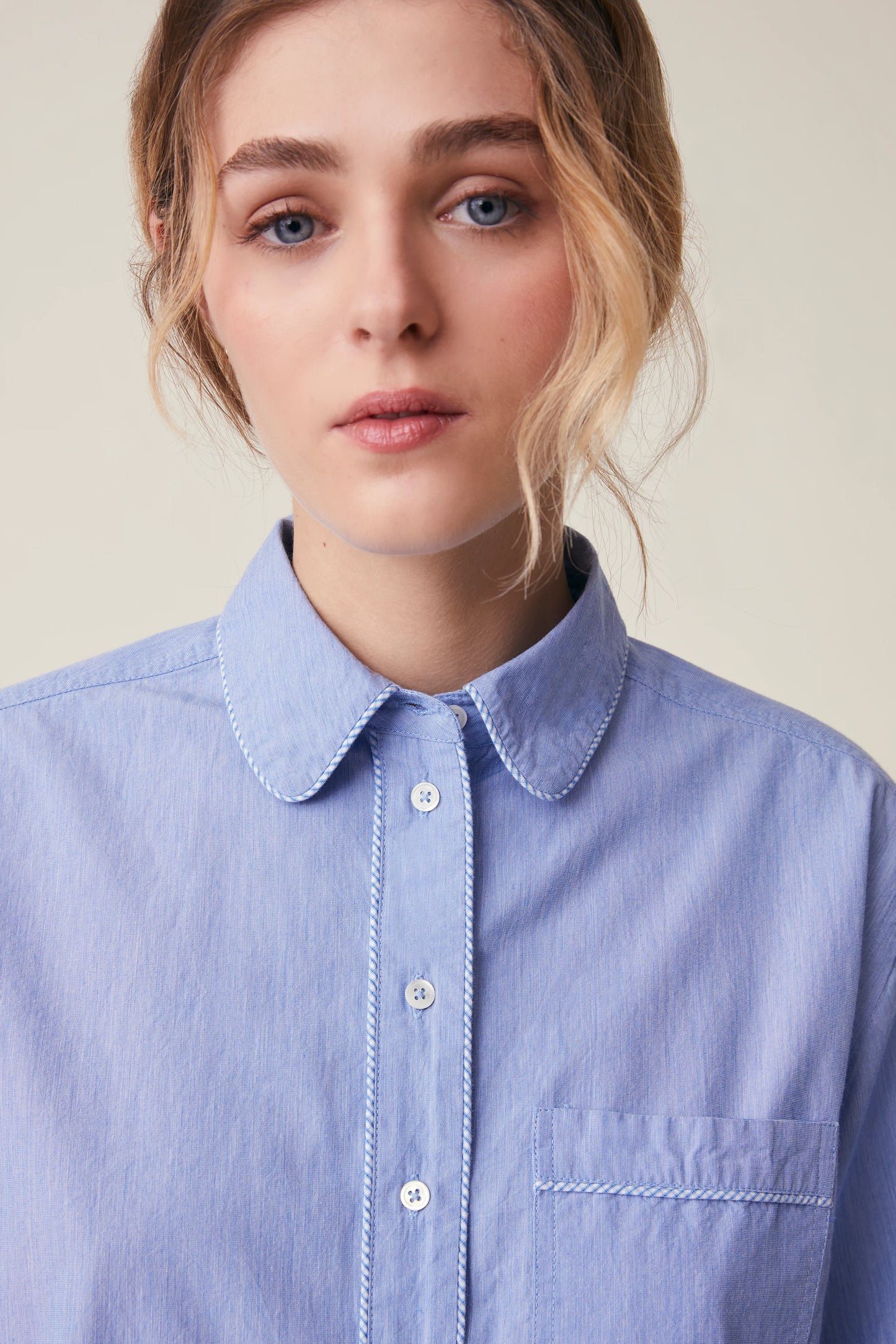 Moismont French Cotton Shirt 'Henriette' In Chambray Blue