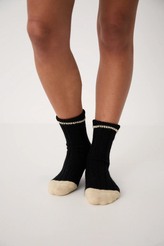 Francie Possum Merino Yin & Yang Socks - Black