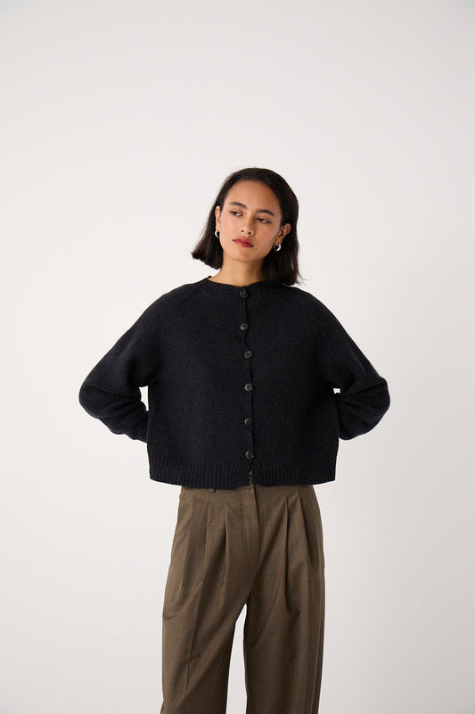 Francie Loft Cardigan Almost Black