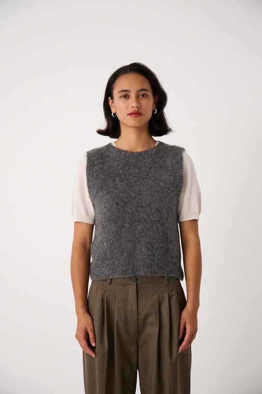 Francie Picnic Vest Shadow Grey LAST Size Relaxed
