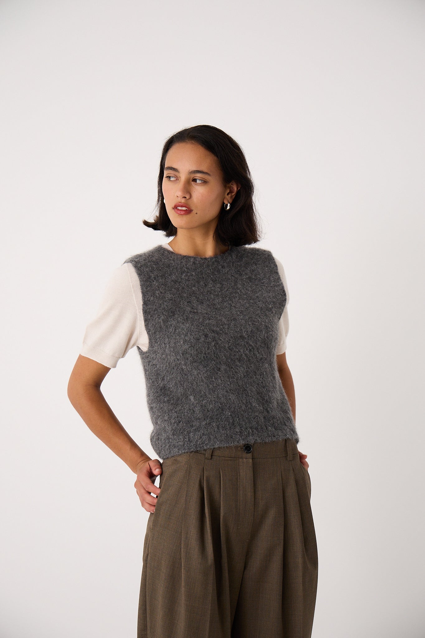 Francie Picnic Vest Shadow Grey LAST Size Relaxed
