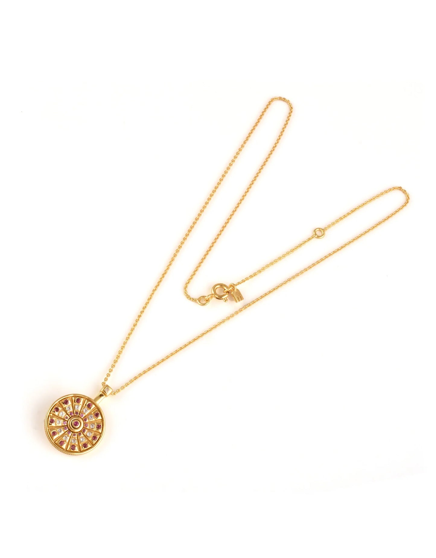 Dorothee Sausset Fine Gold Necklace With Garnet - Fortune Wheel