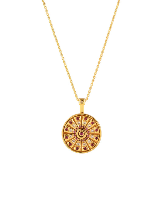 Dorothee Sausset Fine Gold Necklace With Garnet - Fortune Wheel