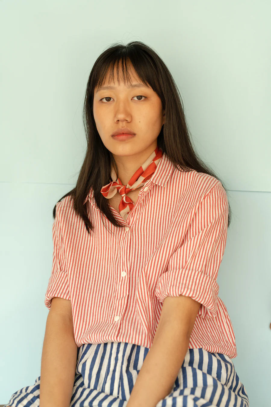 Runaway Bicycle Red Stripe Long Sleeve Shirt