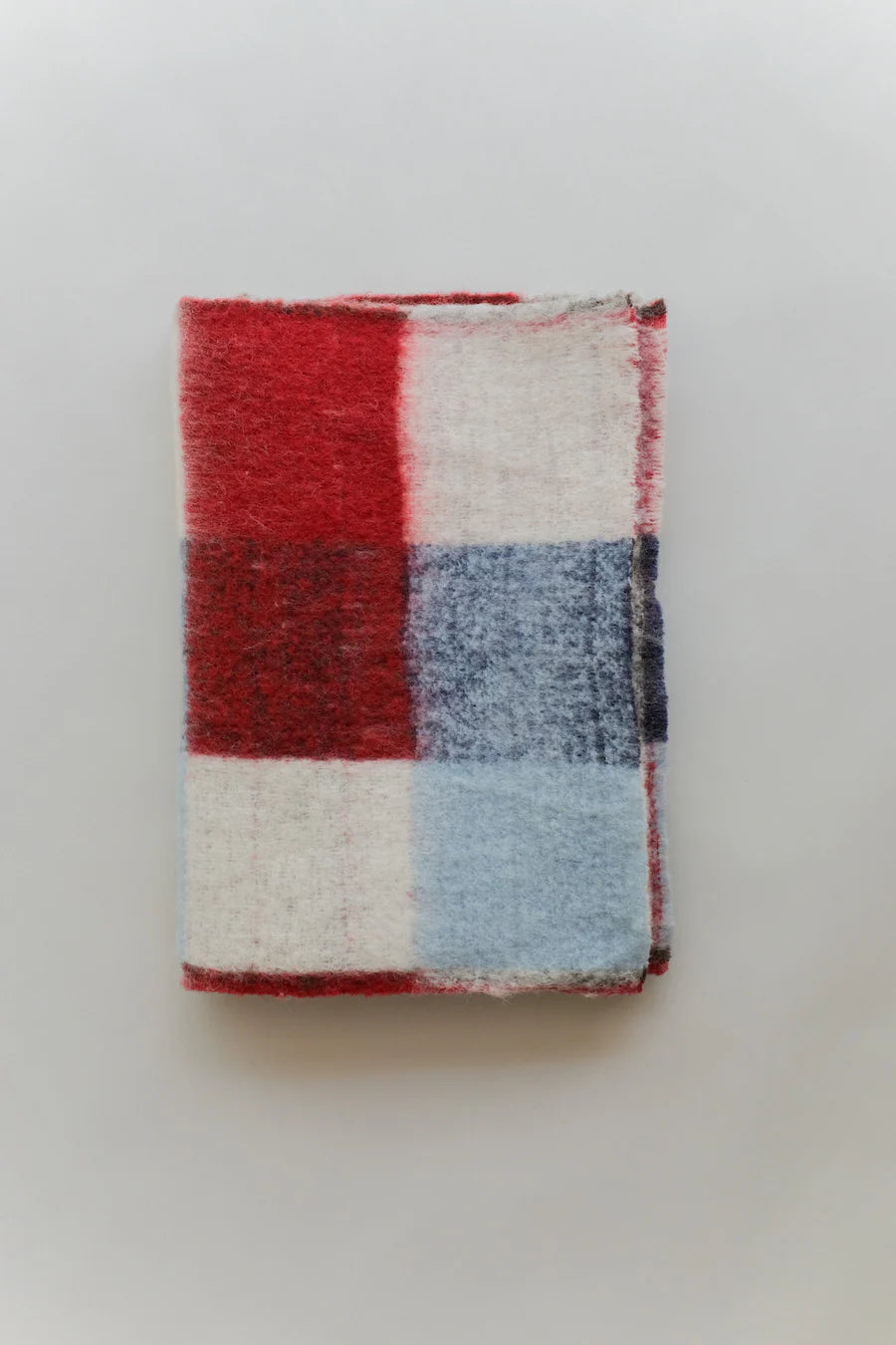 Runaway Bicycle Merino Wool Scarf - Red/Blue Check