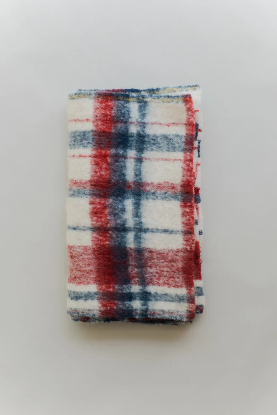 Runaway Bicycle Merino Wool Scarf - Red/Indigo Check