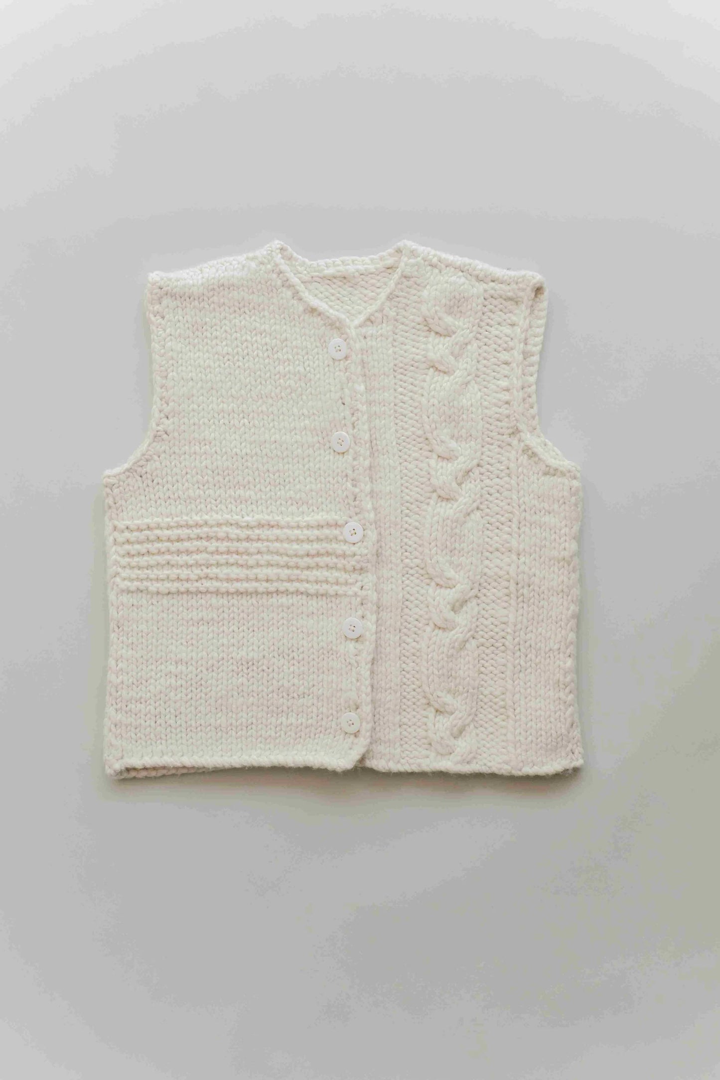 Runaway Bicycle Knitted Button Up Vest In Cream LAST ONE