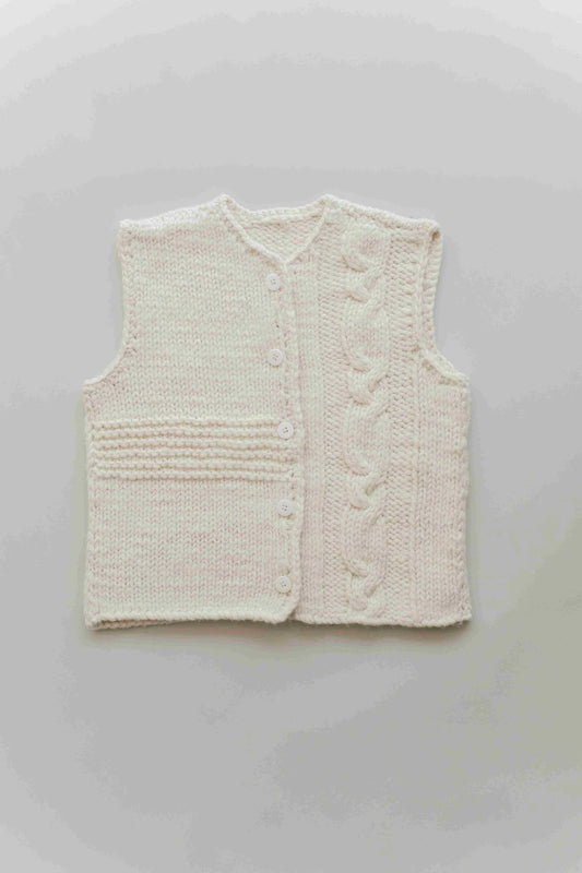 Runaway Bicycle Knitted Button Up Vest In Cream LAST ONE