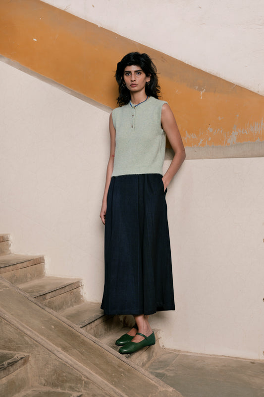 Runaway Bicycle Pale Green Cashmere Button Up Vest
