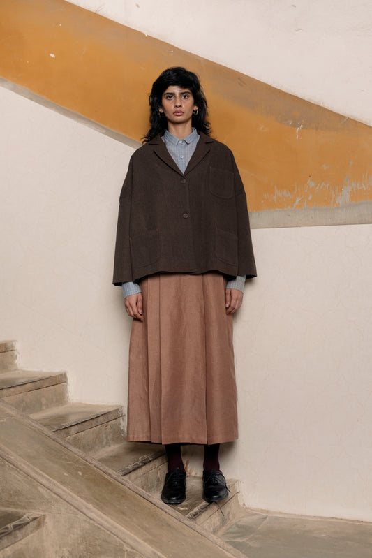Runaway Bicycle Boxy Wool Jacket - Dark Brown