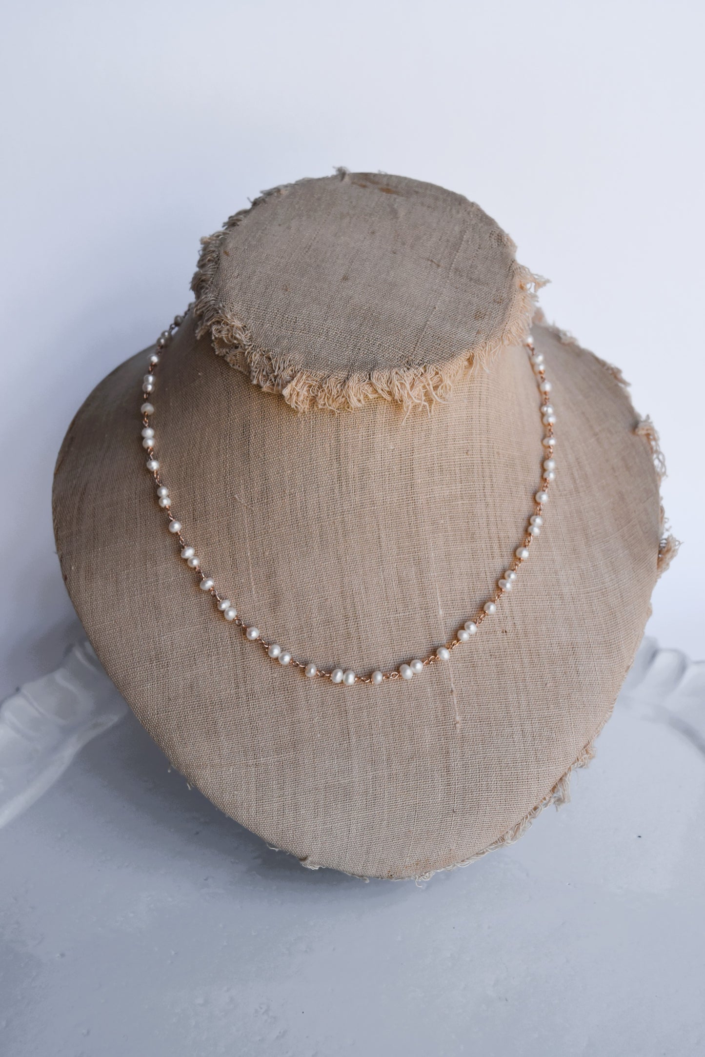 Italian Short Cream Seed Pearl Necklace