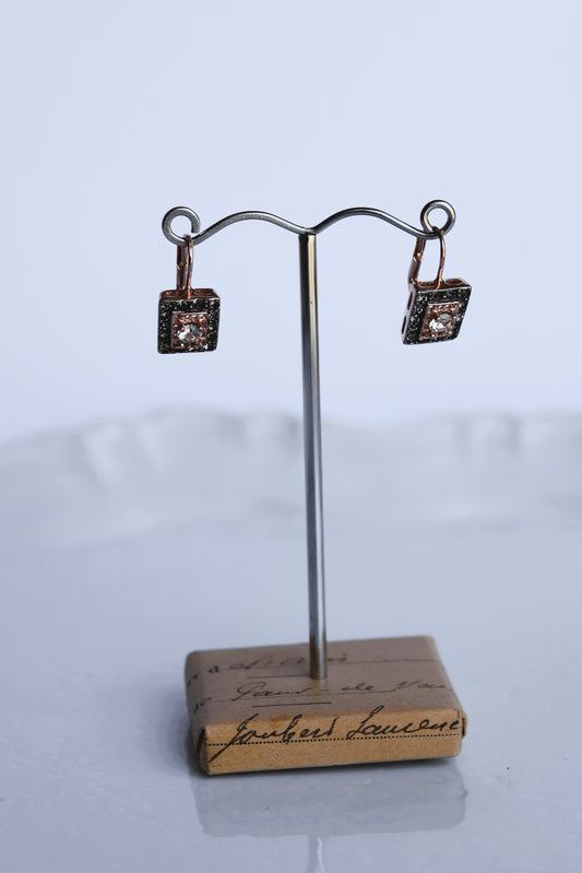 Italian Rectangle Bright Crystal Drop Earrings