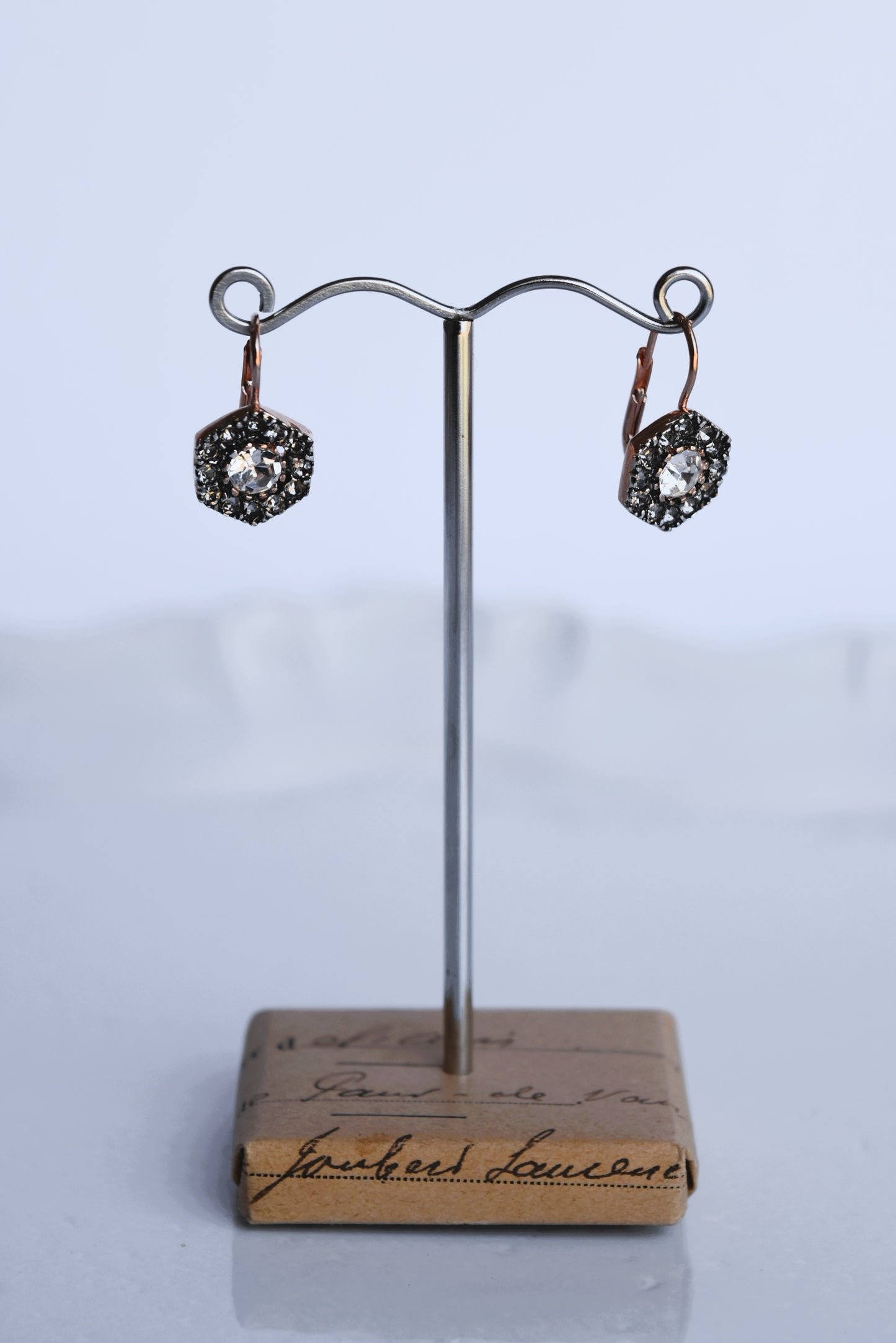 Italian Crystal Hexagon Drop Earrings