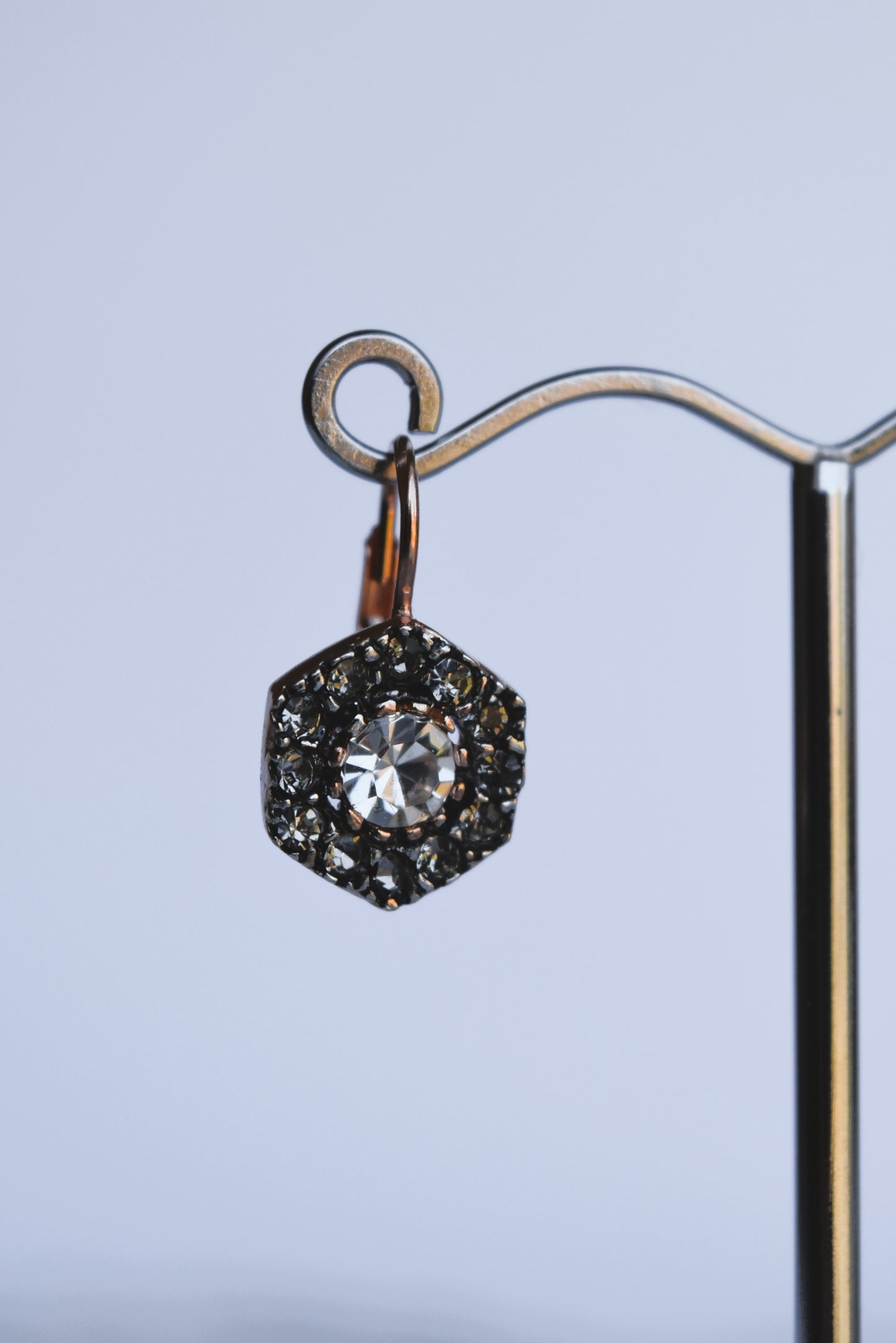 Italian Crystal Hexagon Drop Earrings