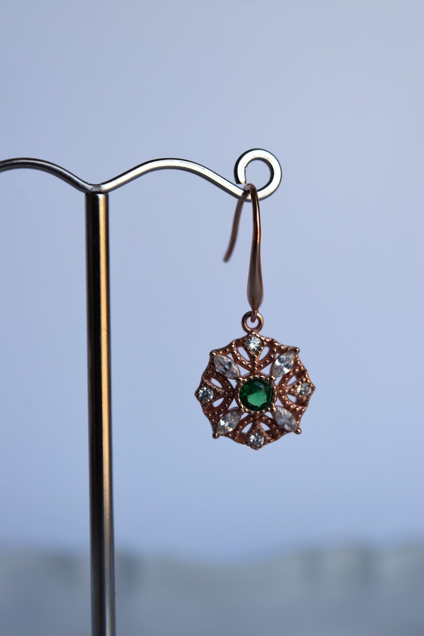 Italian Green Octogon Drop Earring