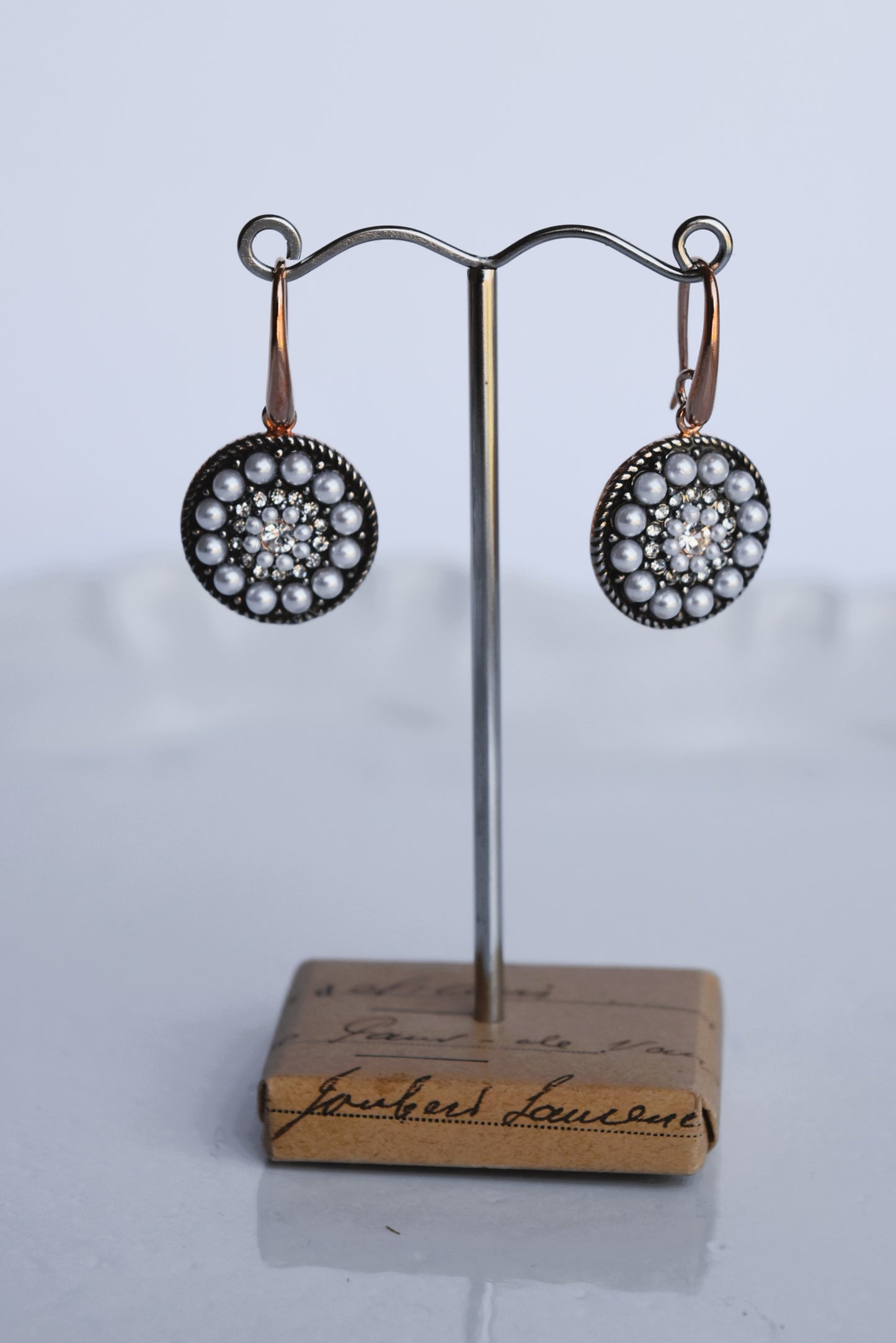 Italian Pearl & Crystal Round Earrings