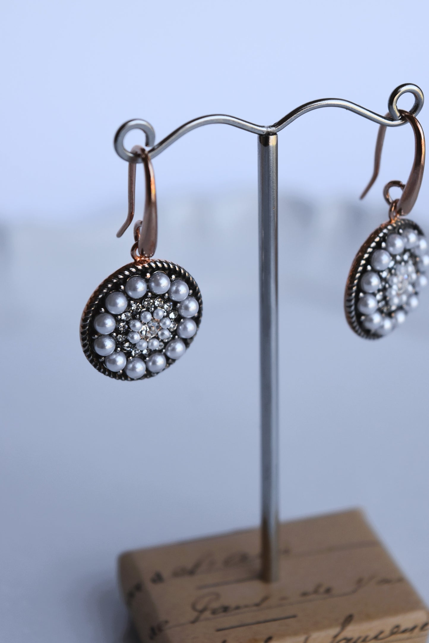 Italian Pearl & Crystal Round Earrings