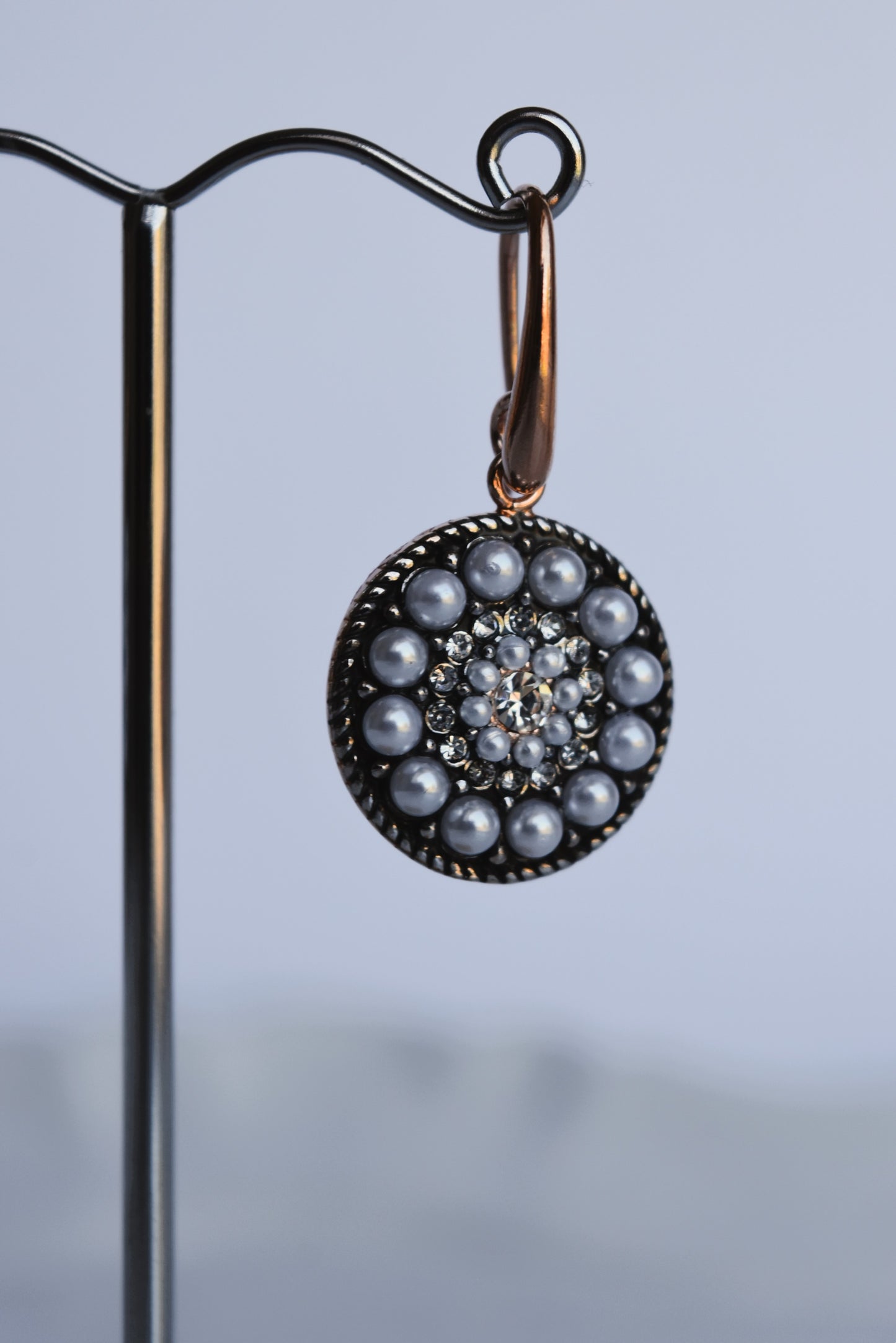 Italian Pearl & Crystal Round Earrings