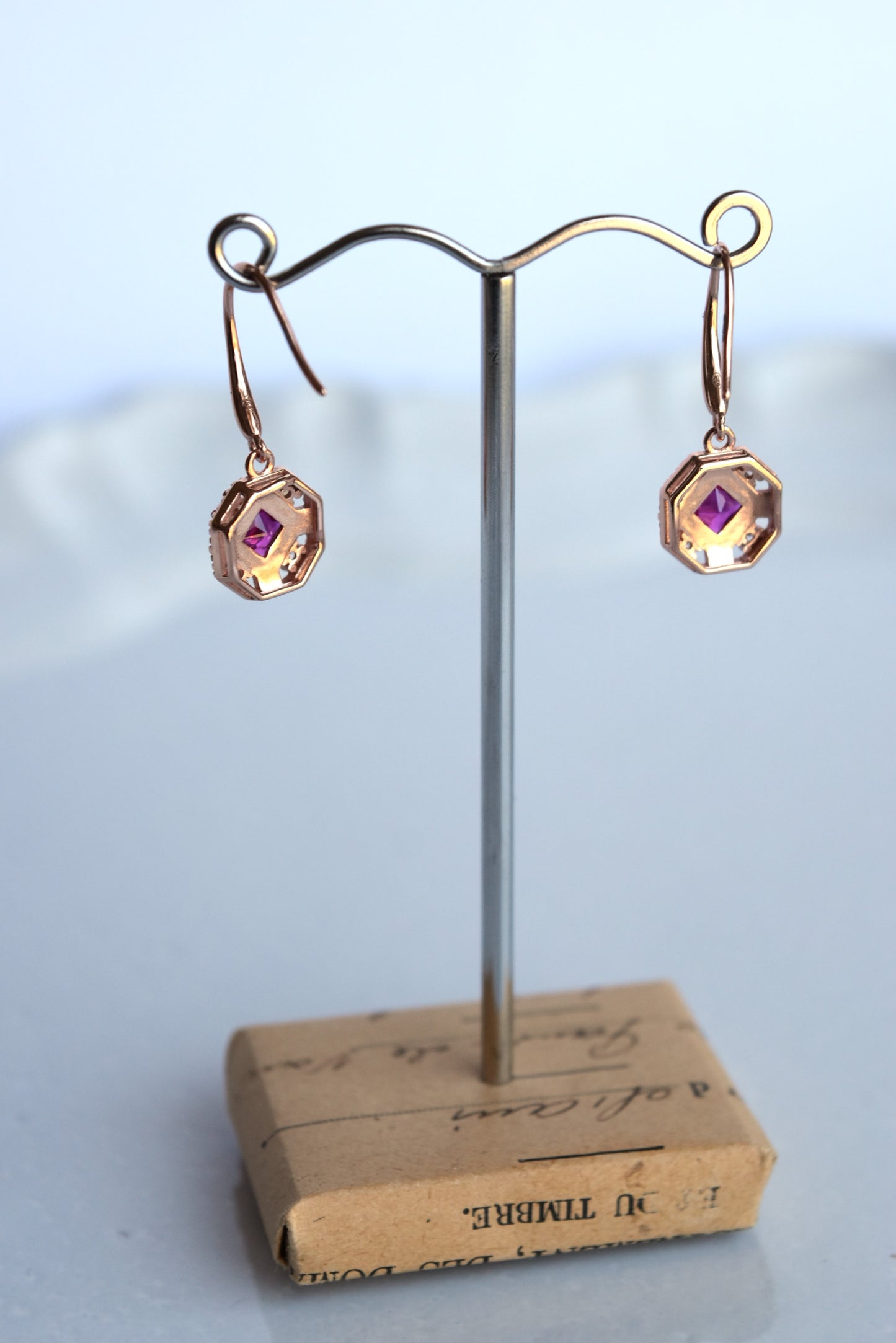 Italian Red Octogon Drop Earring