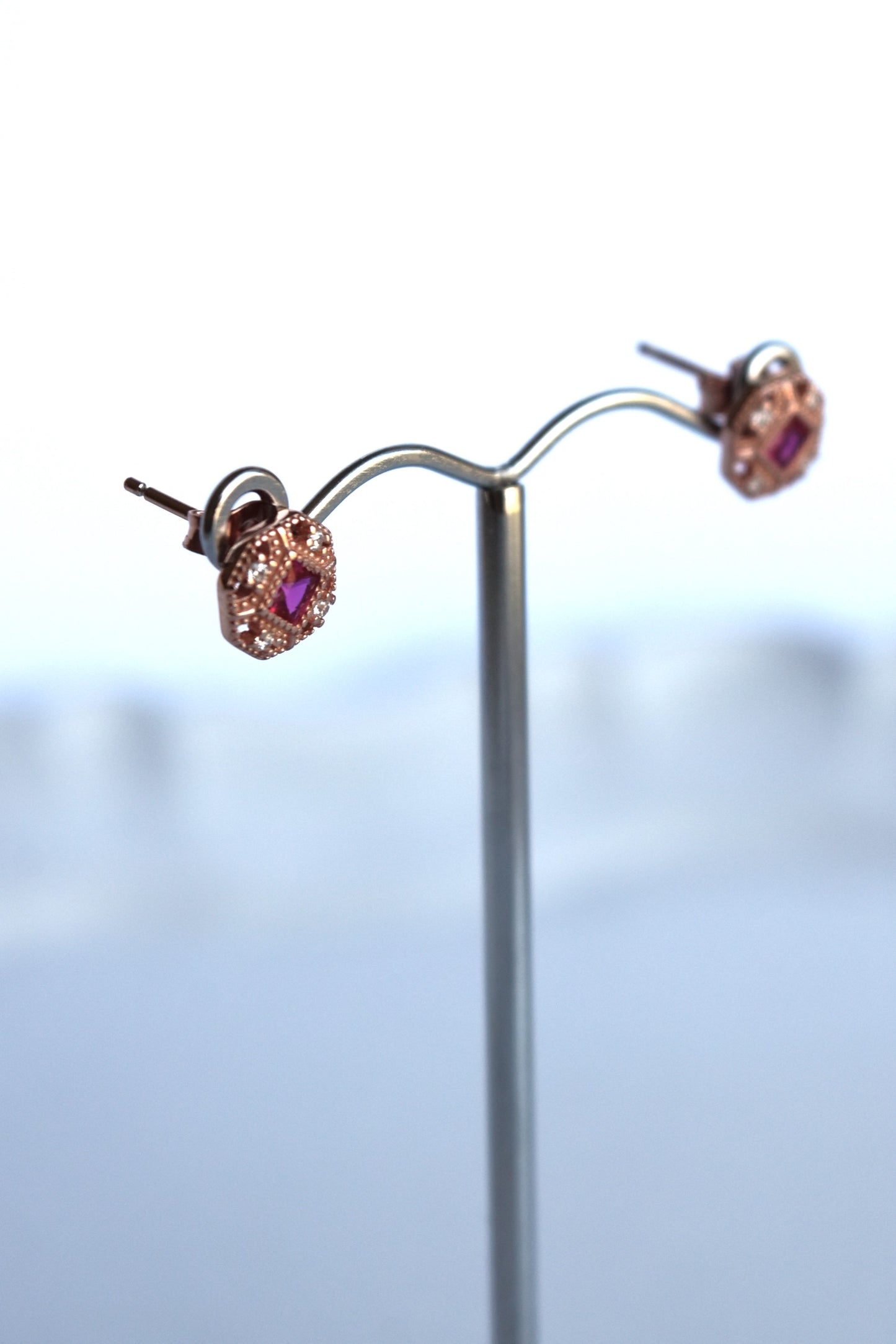 Italian Red Octogon Earring