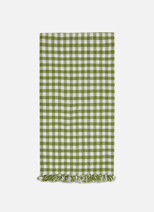 Heather Taylor Home 'Olive Mini Gingham' Linen Tea Towel