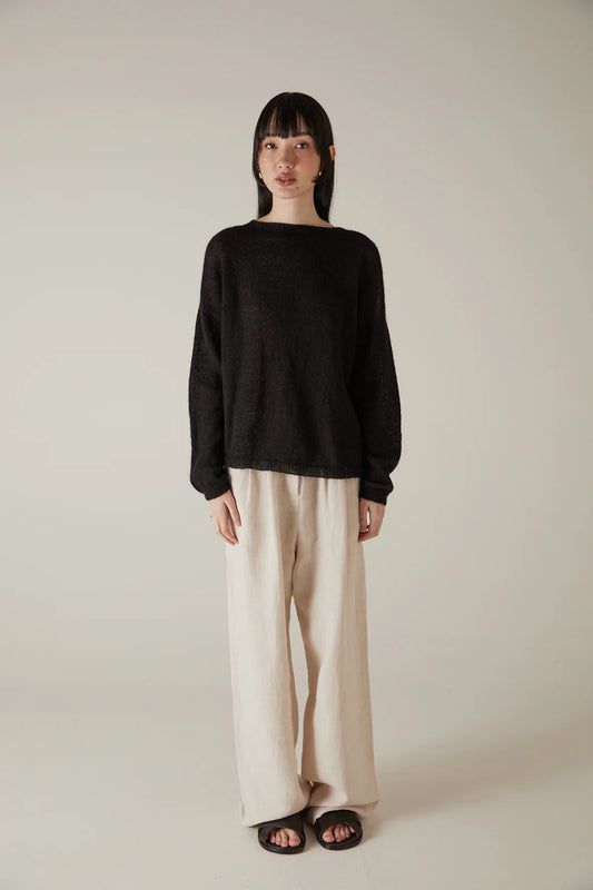 Francie Feather Knit Black