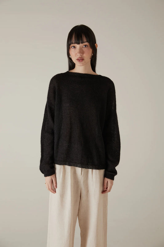Francie Feather Knit Black