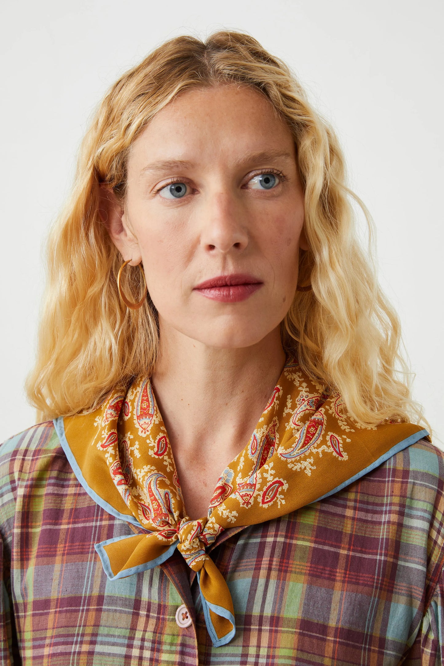French Silk Scarf 'Hummingbird' In Mineral