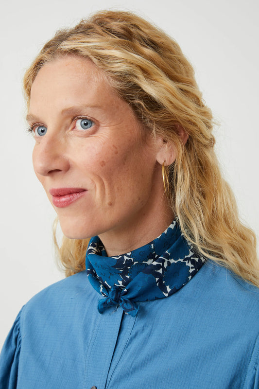 French Cotton Scarf 'Ajmer' In Indigo