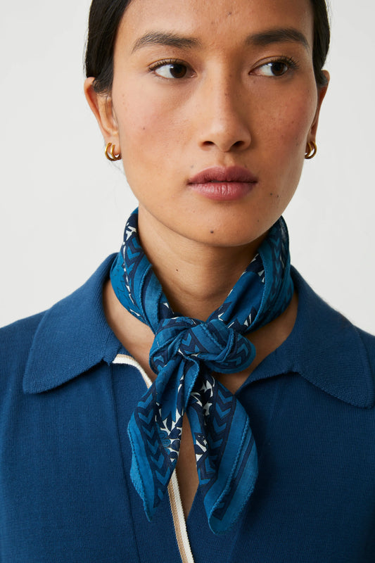 French Cotton Scarf 'Ajmer' In Indigo
